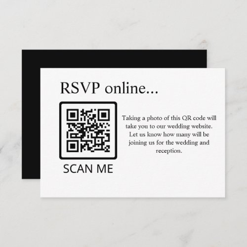 Simple Black White Wedding RSVP QR Code