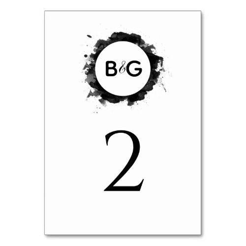 Simple Black White Wedding  Table Number