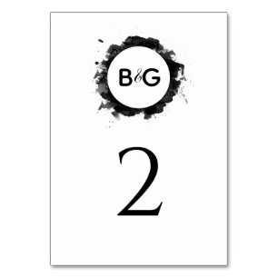 Simple Black White Wedding Table Number