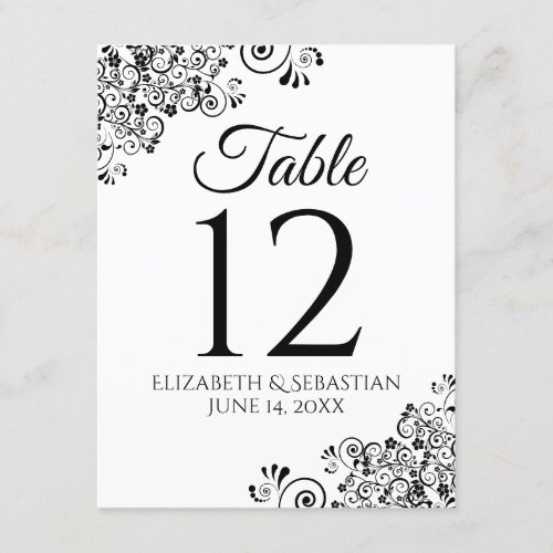 Simple Black  White Wedding Table Number