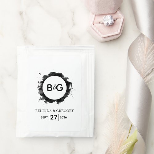 Simple Black White Wedding   Tea Bag Drink Mix
