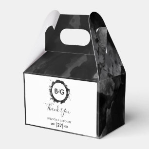 Simple Black White Wedding Watercolor  Favor Boxes