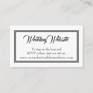 Simple Black White Wedding Website Enclosure Cards