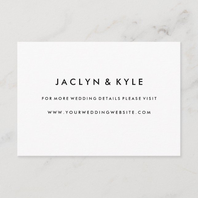Simple Black & White Wedding Website Insert Card (Front)