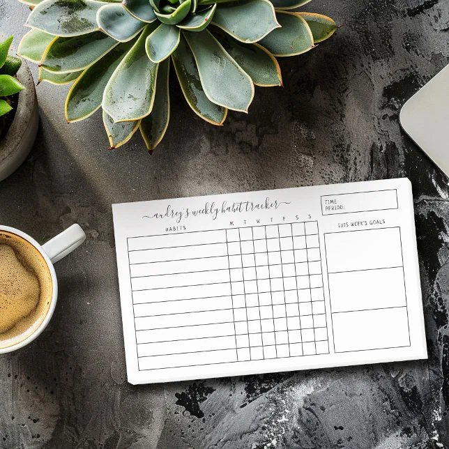 Simple Black White Weekly Habit Tracker Post-it Notes | Zazzle