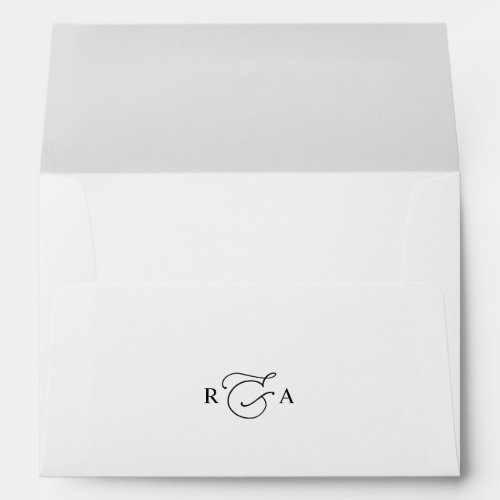Simple Black  White with Return Address Monogram Envelope