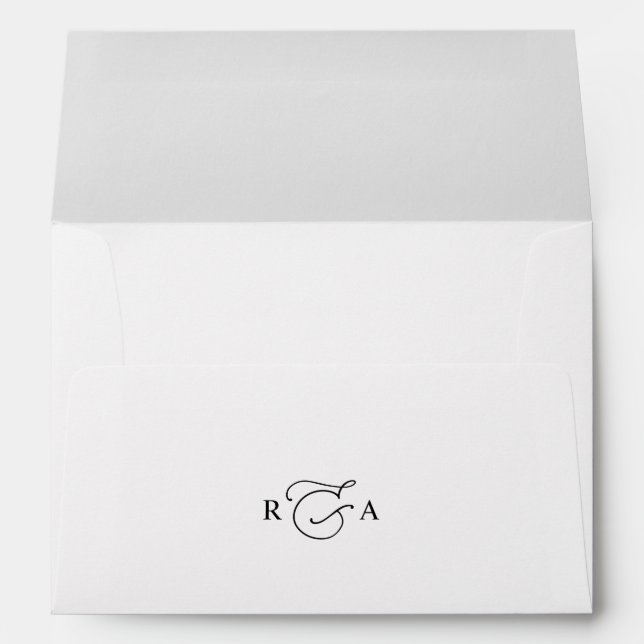 Simple Black & White with Return Address Monogram Envelope (Back (Bottom))