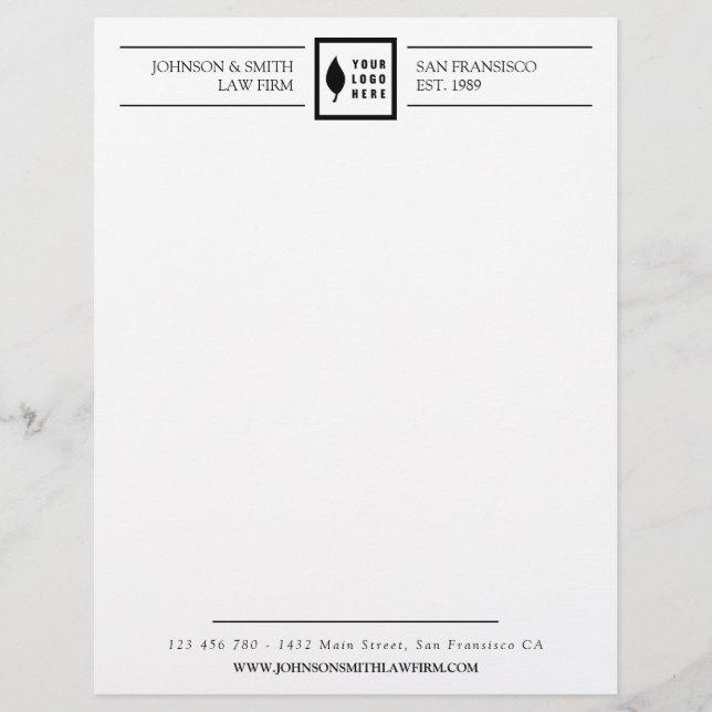 Simple Black White Your Logo Letterhead (Front)