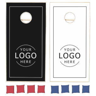 Simple Black & White Your Own Logo Branded Cornhole Set