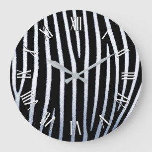 Simple Black & White Zebra Pattern Wall Clock