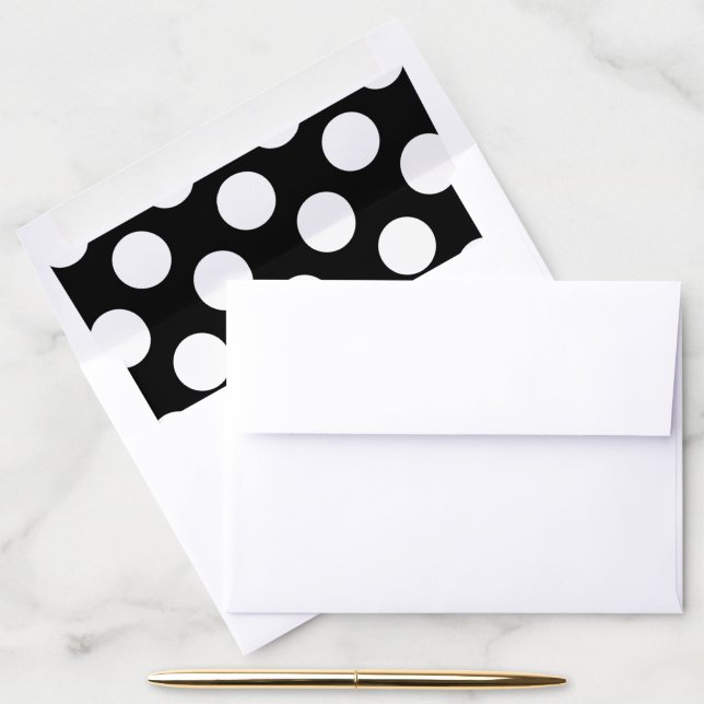 Simple Black with Big White Dots Envelope Liner (Desk)