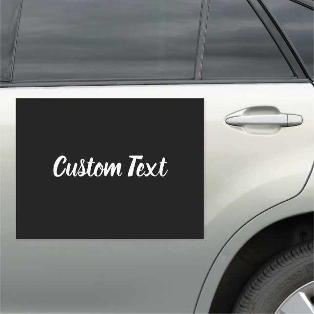 Simple Black with Elegant White Script Template Car Magnet (In Situ)