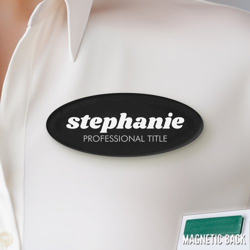 Simple Black with Script Name and Title Name Tag