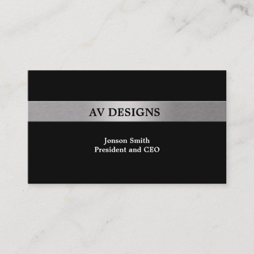 Customizable Simple Black with Siver Business Card