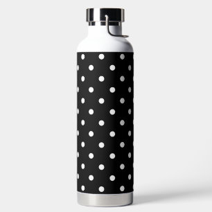 Simple Black with White Polka Dots Water Bottle