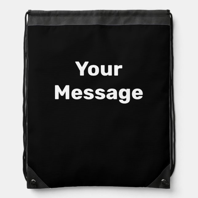 Simple Black with White Text Template Drawstring Bag (Front)