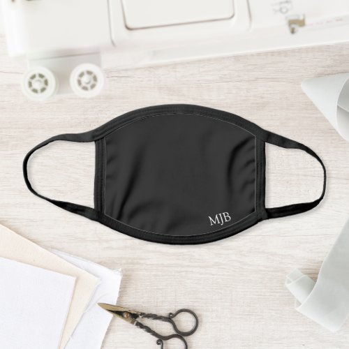 Simple Black with Your Monogram Face Mask