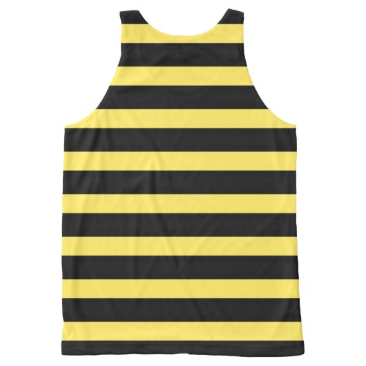 Simple Black/Yellow Bee-Inspired Stripes All-Over-Print Tank Top (Back)