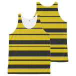 [ Thumbnail: Simple Black, Yellow Bee-Like Stripes Tank Top ]