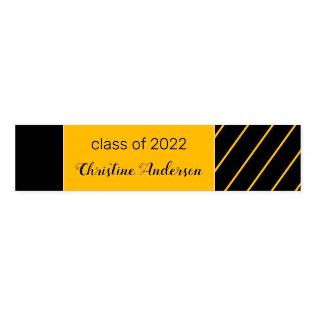 Simple Black Yellow Graduation Minimalist Chic Napkin Bands (Unfolded)