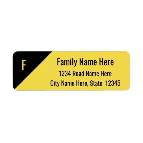 Simple Black  Yellow Return Address Label
