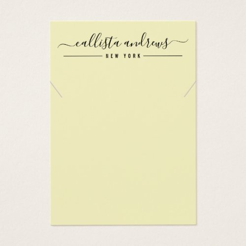 Simple Black Yellow Script Necklace Display Card