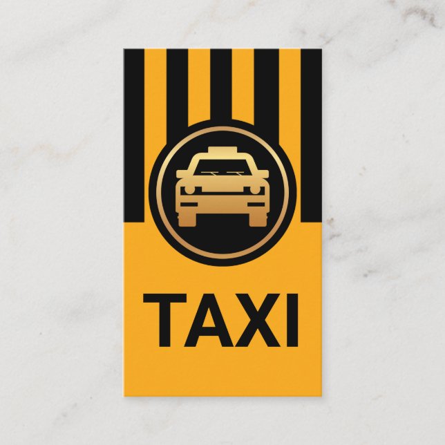 Simple Black Yellow Taxi Lines Business Card (Front)