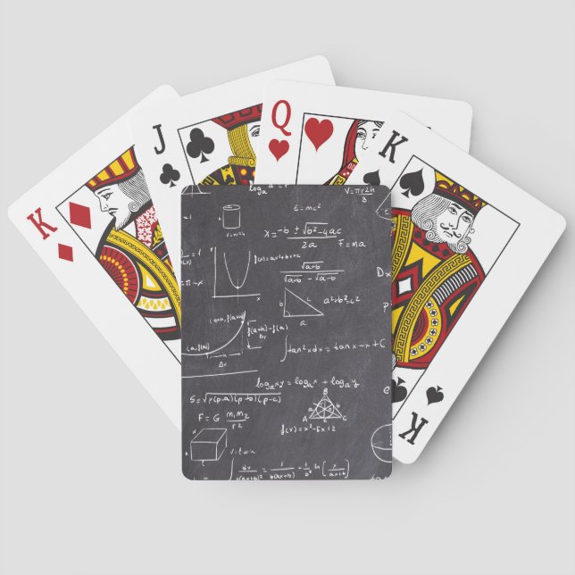 Simple Blackboard Math Equations Formulas Poker Cards (Back)