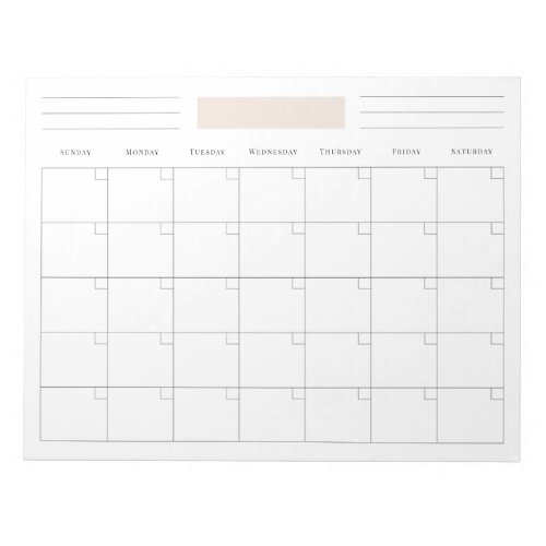 Simple Blank Monthly Calendar Planner Notepad