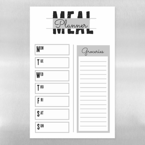 Simple Blank Weekly Meal Planner Magnetic Dry Erase Sheet