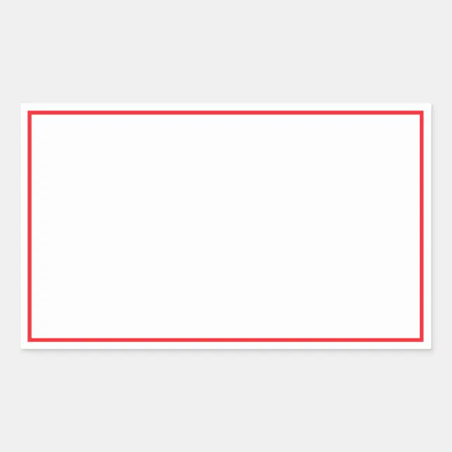 Simple Blank White with Bright Red Border Rectangular Sticker | Zazzle