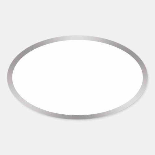 Simple Blank White with Silver Border Oval Sticker