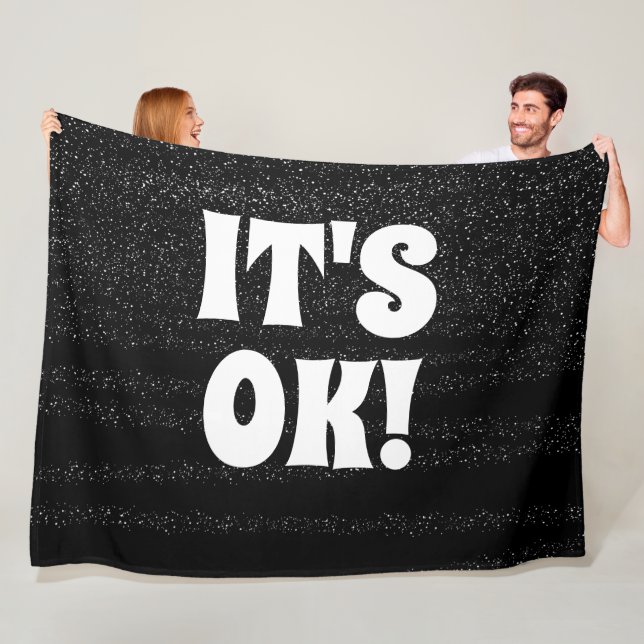 Simple blck white typography modern personalized fleece blanket (In Situ)