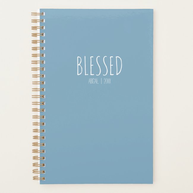 Simple Blessed Gratitude Hand Lettered Dusty Blue Planner
