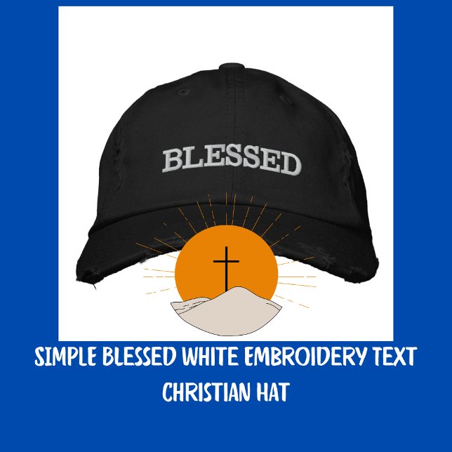 SIMPLE Blessed White Embroidery Text Christian Hat (SIMPLE Blessed White Embroidery Text Christian Hat)