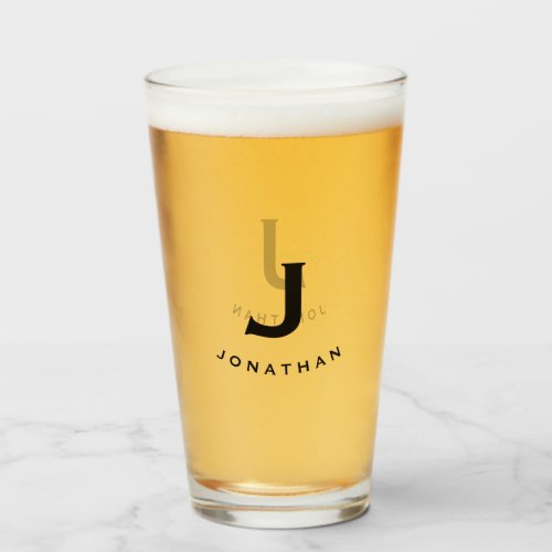 Simple Block Monogram Initial  Name Glass