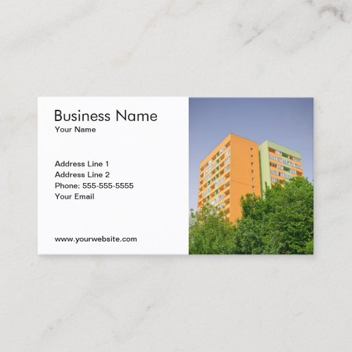 Simple Block of Flats Photo Real Estate Agent Business Card