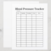Simple Blood Pressure Tracker Sheet (Front/Back)