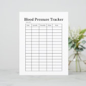 Simple Blood Pressure Tracker Sheet (Standing Front)