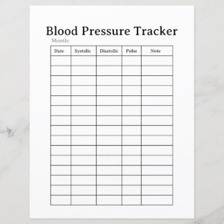 Simple Blood Pressure Tracker Sheet