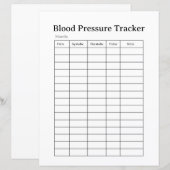 Simple Blood Pressure Tracker Sheet (Front/Back)