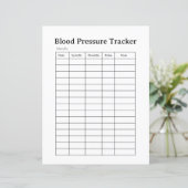 Simple Blood Pressure Tracker Sheet (Standing Front)