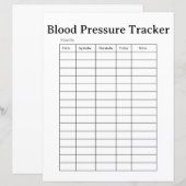Simple Blood Pressure Tracker Sheet (Front/Back)