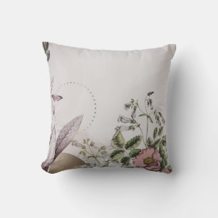 Simple Blooming Flowers Light Gray Throw Pillow
