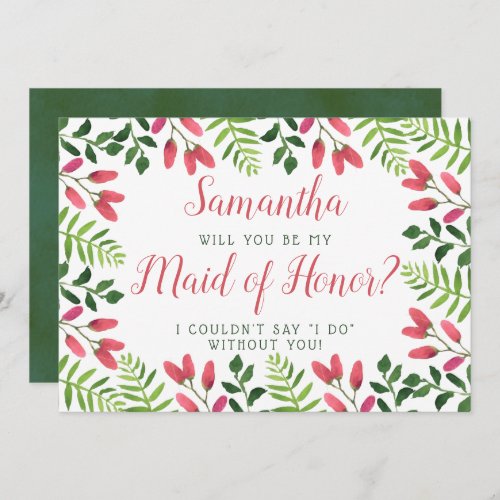 Simple Blossom  Will You Be My Maid Of Honor Invitation