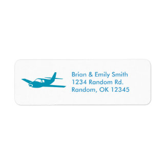 Simple blue airplane return address labels