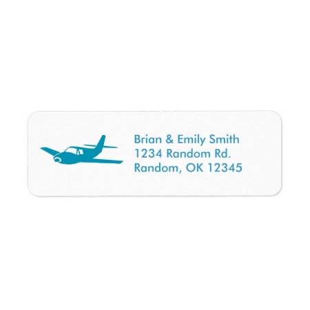 Simple Blue Airplane Return Address Labels