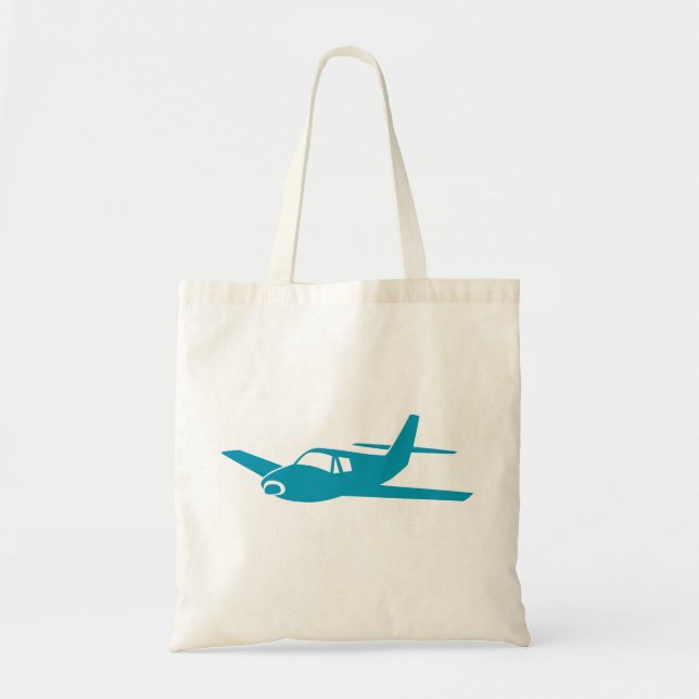 Simple blue airplane reusable grocery bag (Front)