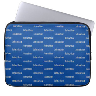 Simple Blue and Gray Name Pattern Laptop Sleeve