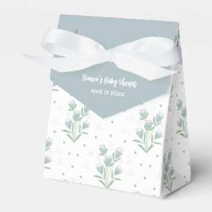 Simple Blue and Green Flowers Baby Shower Favor Boxes